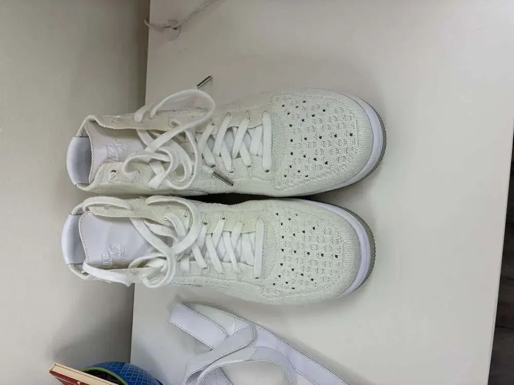 Nike Air Force 1 Ultra Flyknit Mid Triple White Sneakers Style 817420-100